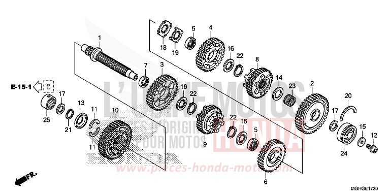 BOITE DE VITESSES (VFR1200XD/XDA/XDL/XDS) (ARBRE INTERMEDIAIRE) de VFR1200X "Crosstourer" DCT DEGITAL SILVER METALLIC (NHA30) 2016